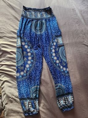 Blue Printed Harem Pants